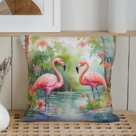 Almofada Watercolor Summer Flamingos