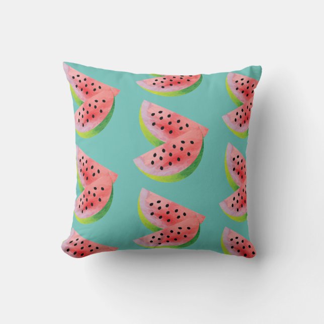 Almofada Watercolor Watermelon Pair Summer Teal (Frente)