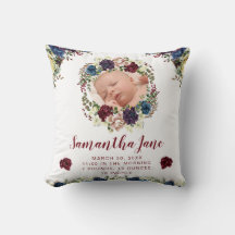 Watercolor Winter Flowers Wreath Baby Photo