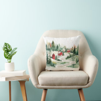Almofada Watercolor Winter Landscapes Vol.6 Travesseiro