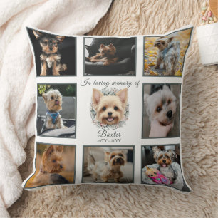 Almofada Watercolor Yorkie e Floral Wreath Memorial