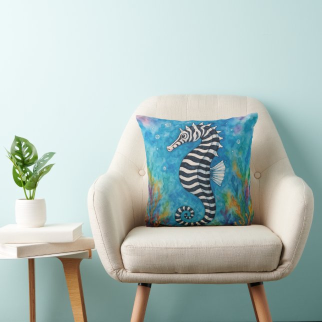 Almofada Watercolor Zebra Seahorse (Cadeira)
