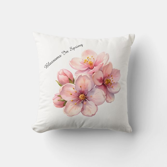 Almofada Watercolour Blossoms Spring Custom Pillow Cover  (Frente)