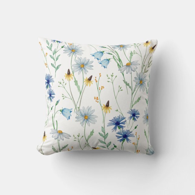 Almofada Watercolour Wildflower Throw Pillow Cover  (Frente)