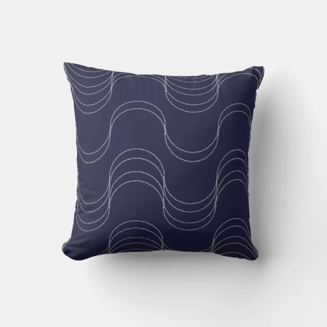 Almofada Waves of Calm Midnight Blue Silver Mist (Frente)