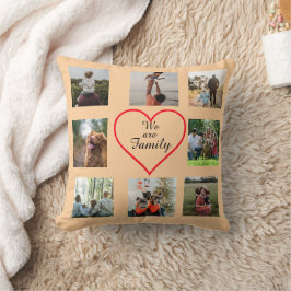 Almofada We Are Family Heart 8 Photo Collage Pillow