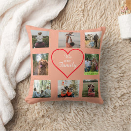 Almofada We Are Family Heart 8 Photo Collage Pillow