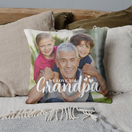 Almofada We Love You Grandpa Photo Hearts Script
