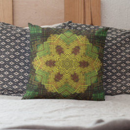 Almofada Weave Mandala Amarelo Verde e Laranja