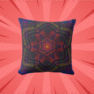 Almofada Weave Mandala Puro Vermelho e Azul