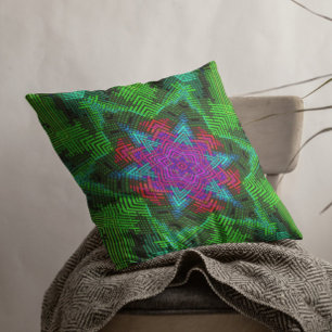 Almofada Weave Mandala rosa azul e verde