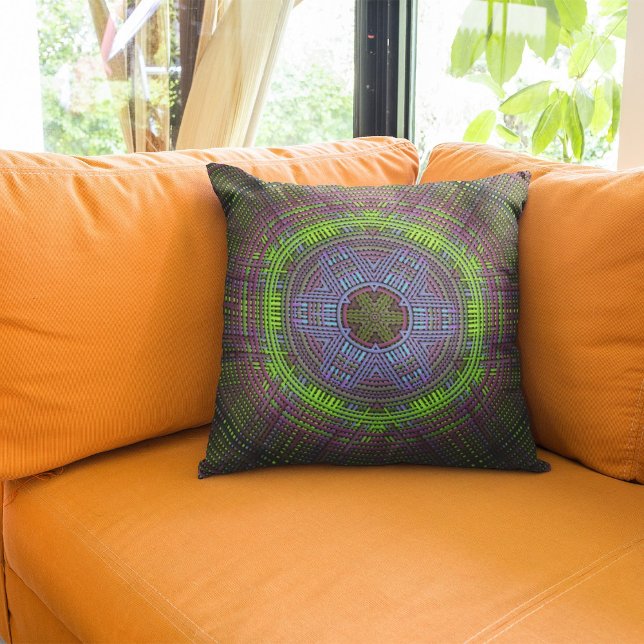Almofada Weave Mandala Verde Roxo e Azul (Criador carregado)