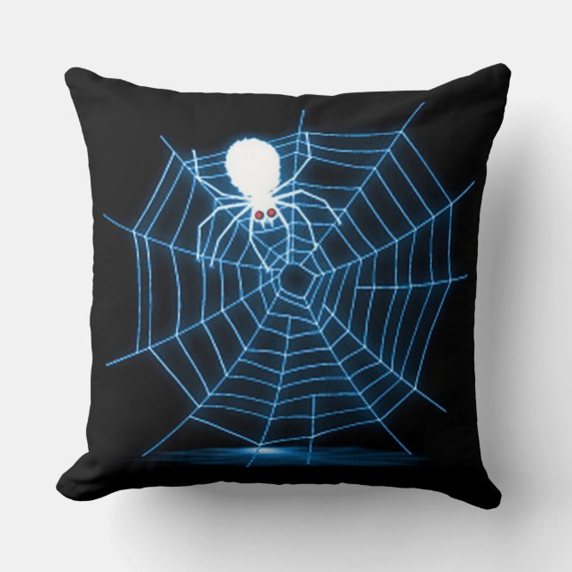 Almofada Web de aranha do Dia das Bruxas Negro e Azul (Frente)