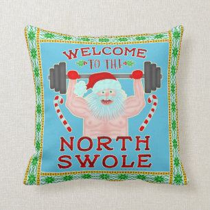 Almofada Weightlifter engraçado de Papai Noel Swole do