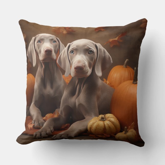 Almofada Weimaraner Puppy Autumn Delight Pumpkin (Frente)