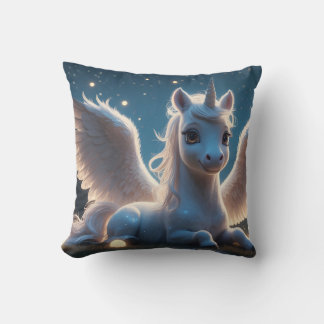 Almofada Weißes Einhorn mit Flügeln