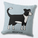 Almofada Welsh Border Collie Sheepdog Personalizado<br><div class="desc">Um adorável design de cão collie para amantes de os animais. Altere o nome para personalizar.</div>