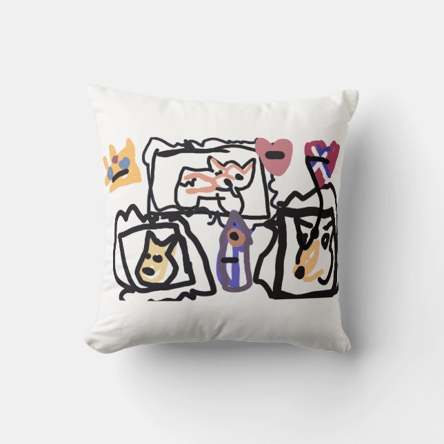 Almofada Welsh Corgi hearts  (Frente)