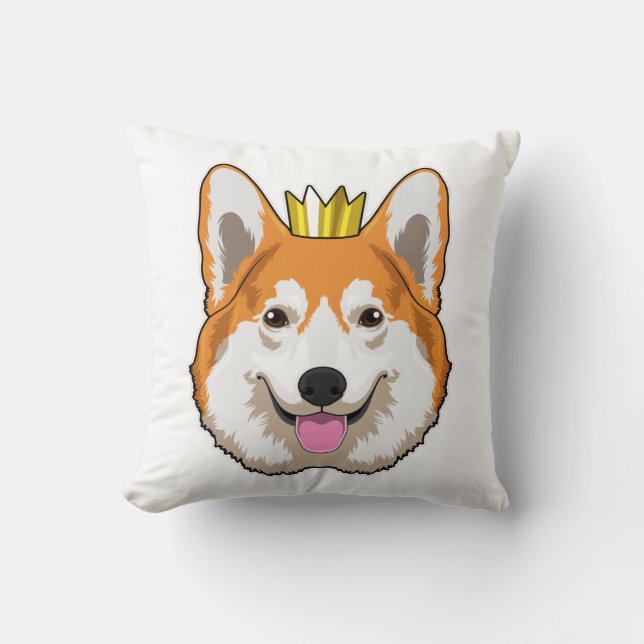 Almofada Welsh Corgi with Crown (Frente)