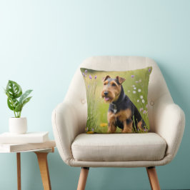 Almofada Welsh Terrier No Prado De Flores Selvagens