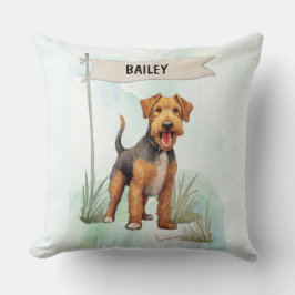 Almofada Welsh Terrier Watercolor Personalized Dog