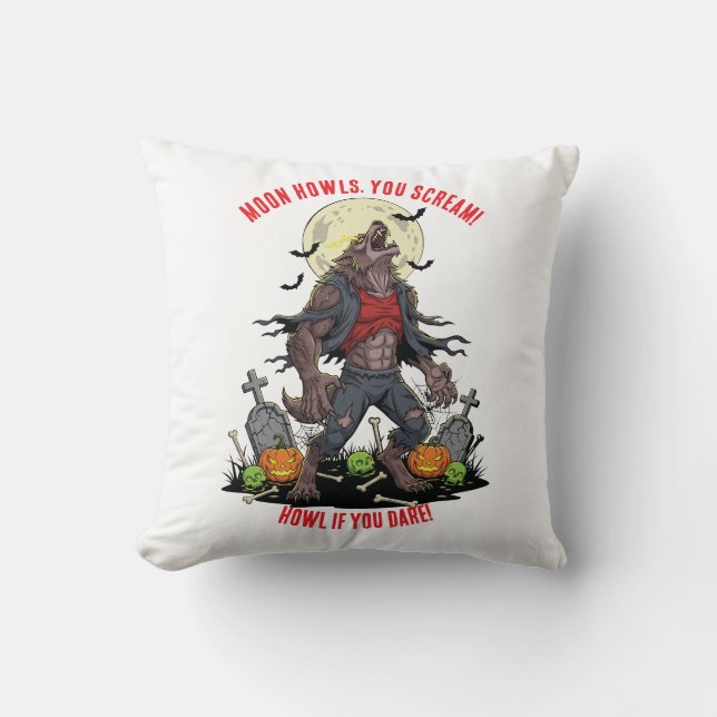 Almofada 🐺 Werewolf Halloween Travesseiro decorativo 🎃 (Frente)