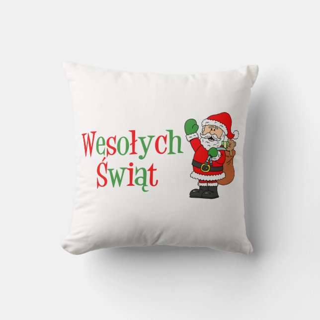 Almofada Wesolych Swit Travesseiro decorativo de Natal polo (Frente)