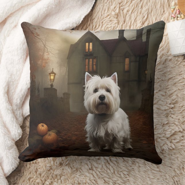 Almofada West Highland White Terrier Dia das Bruxas Assusta (Cobertor)