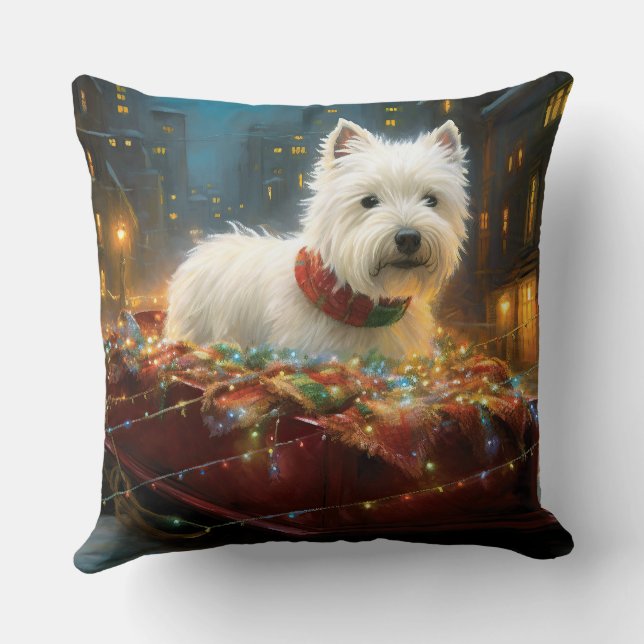 Almofada West Highland White Terrier Natal Festivo (Verso)