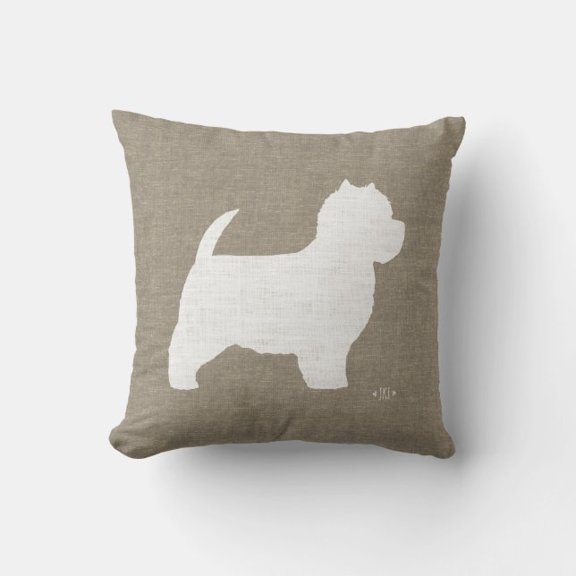 Almofada West Highland White Terrier Westie Silhouette (Frente)