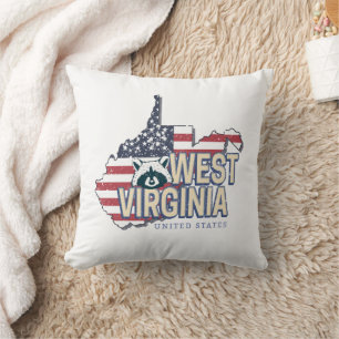 Almofada West Virginia United States Retro Map Vintage EUA