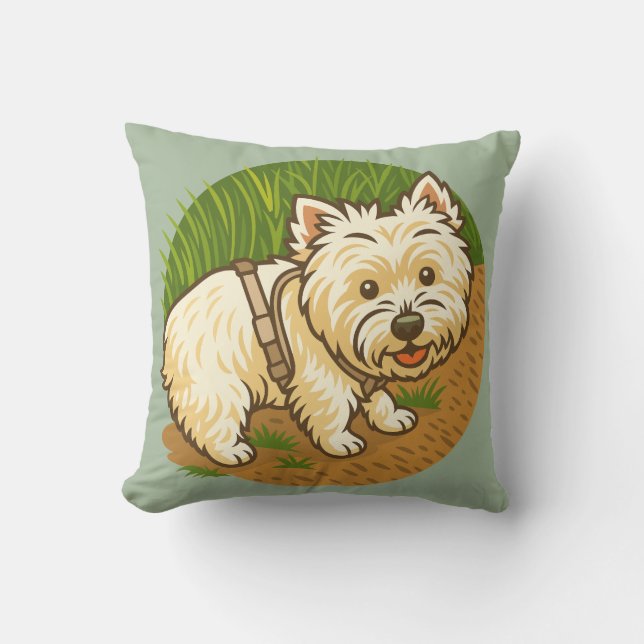 Almofada Westie feliz na Trilha da Natureza (Frente)