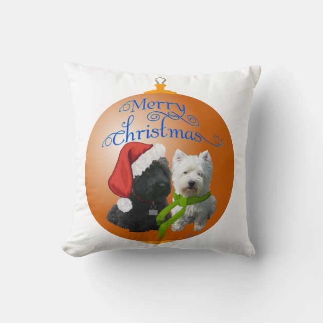 Almofada Westie Scottie Enfeites de natal (Frente)