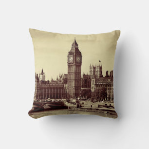 Almofada Westminster de Londres com Big Ben e ponte. velho,