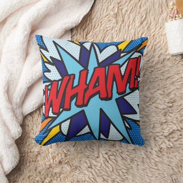 Almofada WHAM ZAP Diversão Arte Pop de Quadrinhos Retrô (Cobertor)