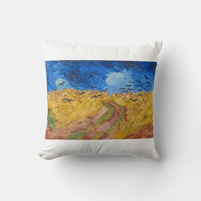 Almofada Wheatfield and Crows por Vincent van Gogh (Frente)