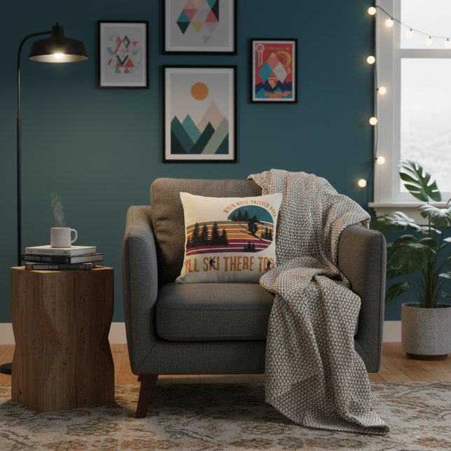 Almofada When Hell Freezes Over I'll Ski There Too Ivory (Snowy attitude, warm aesthetic. This Ivory throw pillow is here to steal the spotlight in your space)