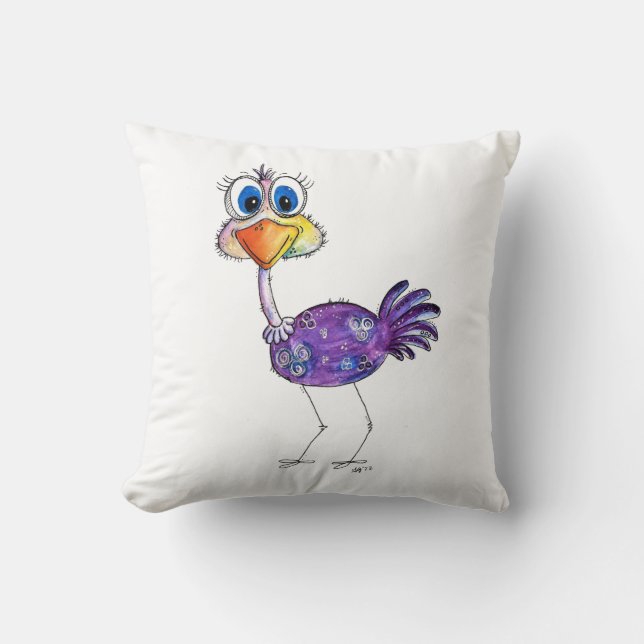 Almofada Whimsic Happy Purple Ostrich (Frente)