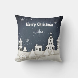 Almofada Whimsic Magical Snow Xmas Chic Blue Metal Orname