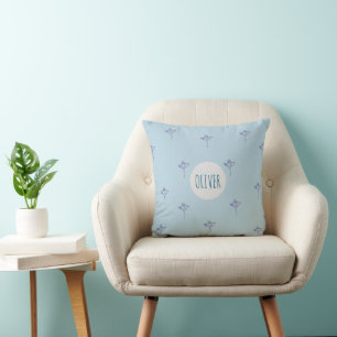 Almofada Whimsical Blue Boys embaixo do mar Manta Ray