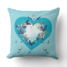 Whimsical Butterflies Heart Pillow