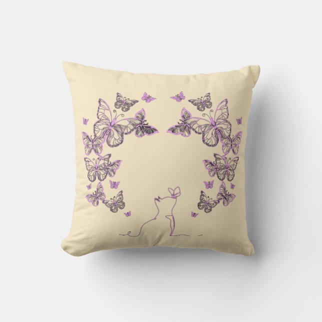 Almofada Whimsical Cat Butterfly (Frente)