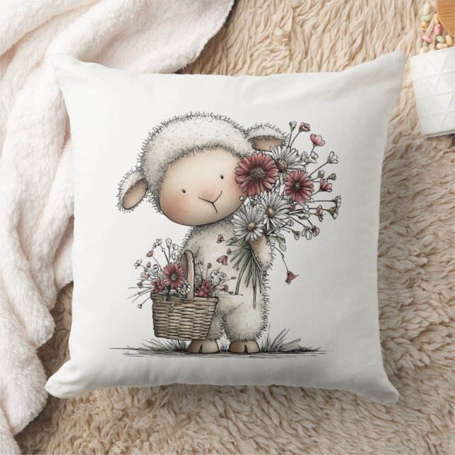 Almofada Whimsical Cute Watercolor Sheep (Cobertor)