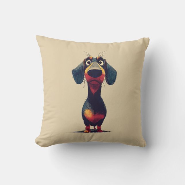 Almofada  Whimsical Dachshund Character Illustration (Frente)