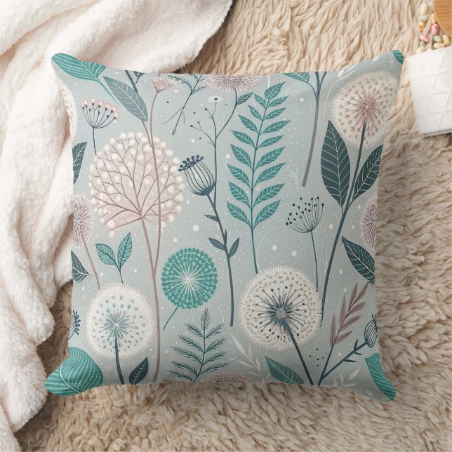 Almofada Whimsical Dandelion & Floral Folk Art Seamless (2) (Cobertor)