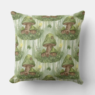 Almofada Whimsical Forest Mushroom Fairy House Pattern