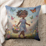 Almofada Whimsical Girl<br><div class="desc">A charming vintage illustration of children in classic story book style on pillows that captures timeless childhood moments that adds perfect accents for your living room or bedroom.</div>