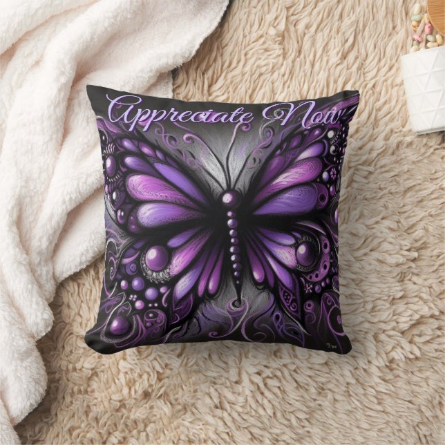 Almofada Whimsical Gothic Butterfly Purple Personalized (Cobertor)
