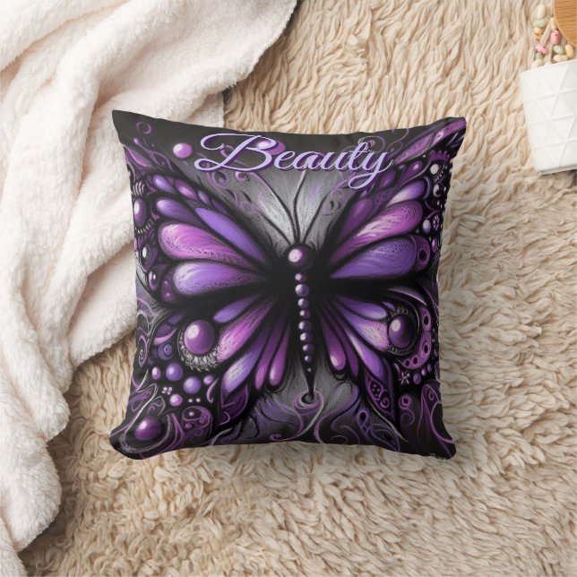 Almofada Whimsical Gothic Butterfly Purple Personalized (Cobertor)