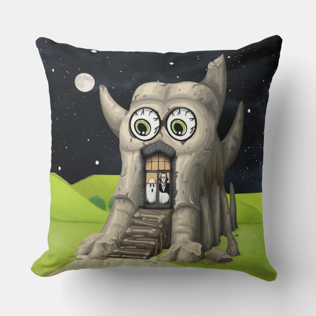 Almofada Whimsical Monster House Fantasy Decorative (Frente)